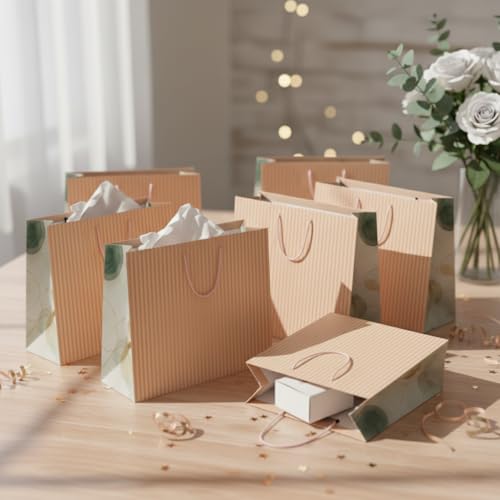 QIPS Paper Gift Bags – Pack of 10 | 220 GSM Matte | Eco-Friendly Reusable Designer Gift Bags for Wedding & Birthday (Pastel) - Image 5