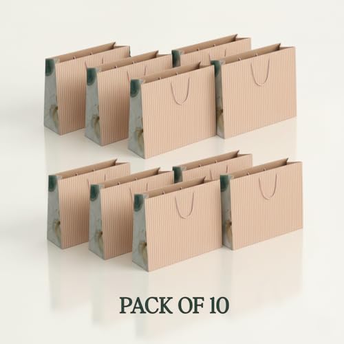 QIPS Paper Gift Bags – Pack of 10 | 220 GSM Matte | Eco-Friendly Reusable Designer Gift Bags for Wedding & Birthday (Pastel) - Image 3