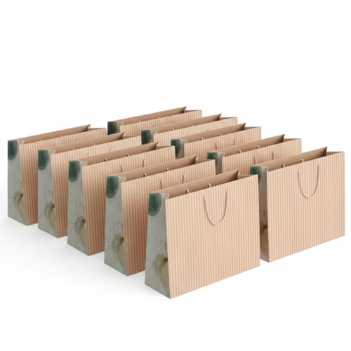 QIPS Paper Gift Bags – Pack of 10 | 220 GSM Matte | Eco-Friendly Reusable Designer Gift Bags for Wedding & Birthday (Pastel) - Image 1