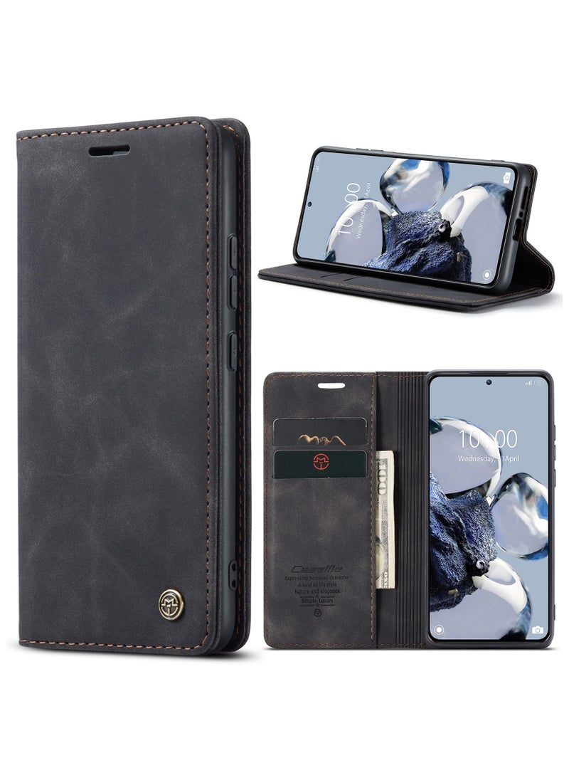 CaseMe CaseMe Xiaomi Mi 12/12T Pro Case Wallet, for Xiaomi Mi 12/12T Pro Wallet Case Book Folding Flip Folio Case with Magnetic Kickstand Card Slots Protective Cover - Black  - Image 1