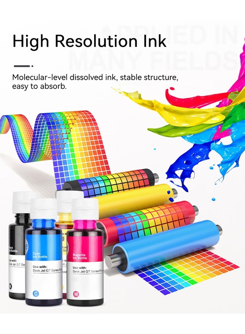 SYXUMLKLS طقم تعبئة حبر متوافق مع طابعات HP ديسك جت سمارت جي تي بخزان الحبر (4 عبوات) - Image 2