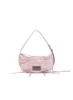 Matin Kim Korean Bag 2024 New Metal Bow Drawstring Single Shoulder Handbag Diagonal Crossbody Bag Underarm Bag Soft Material Pink