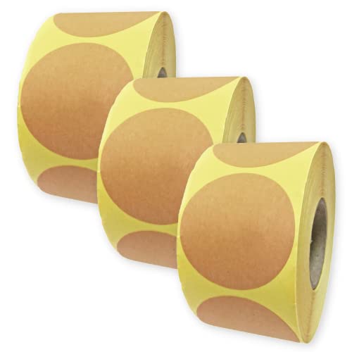2 Kraft Brown Round Labels Stickers Roll 1500 Pack