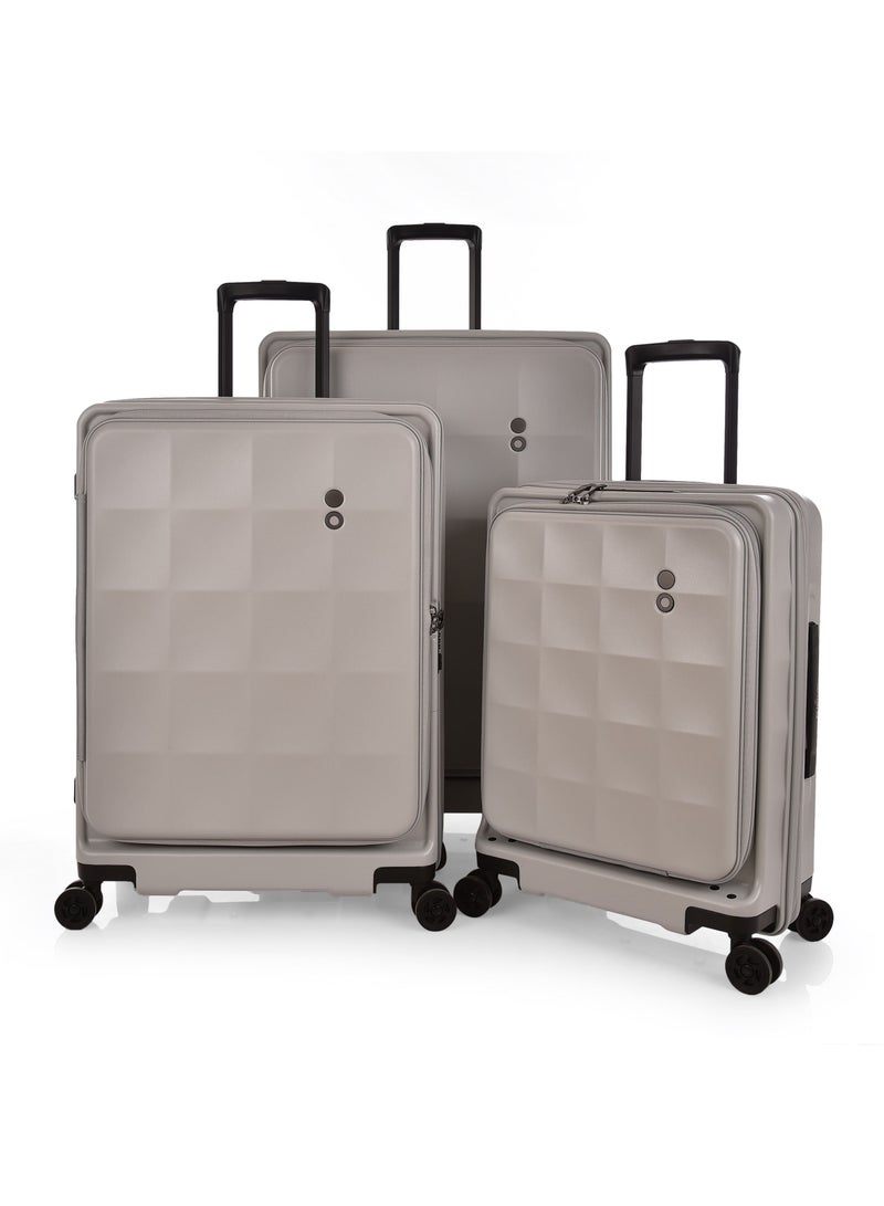 Echolac Hard PC Trolley Travel Bag Front Open Anti Theft 3Pc Set Size 20/24/28 Inch Grey - Image 1