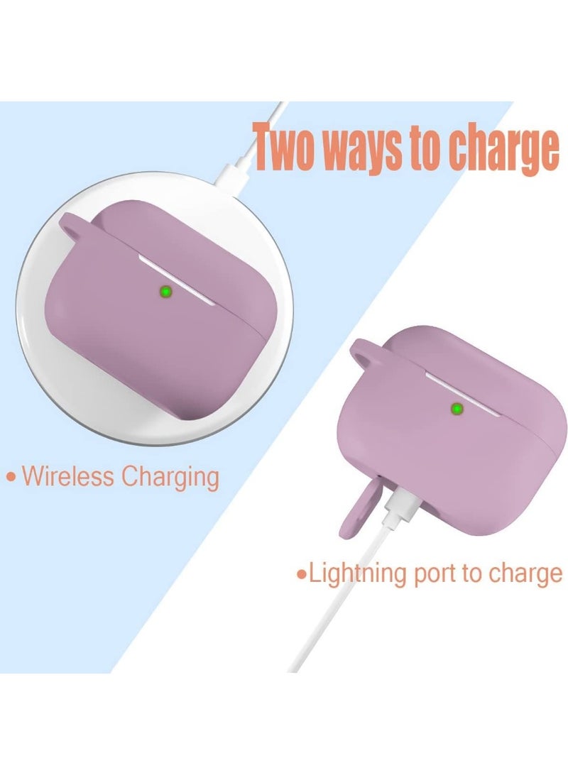 Compatible Case Cover for AirPods Pro 2nd Generation (2022), Soft Protective Silicone Skin with Keychain, Shockproof Anti-Scratch Sleeve with Front LED Visible for Apple AirPods Pro Gen 2 – Lilac Purple - Image 4