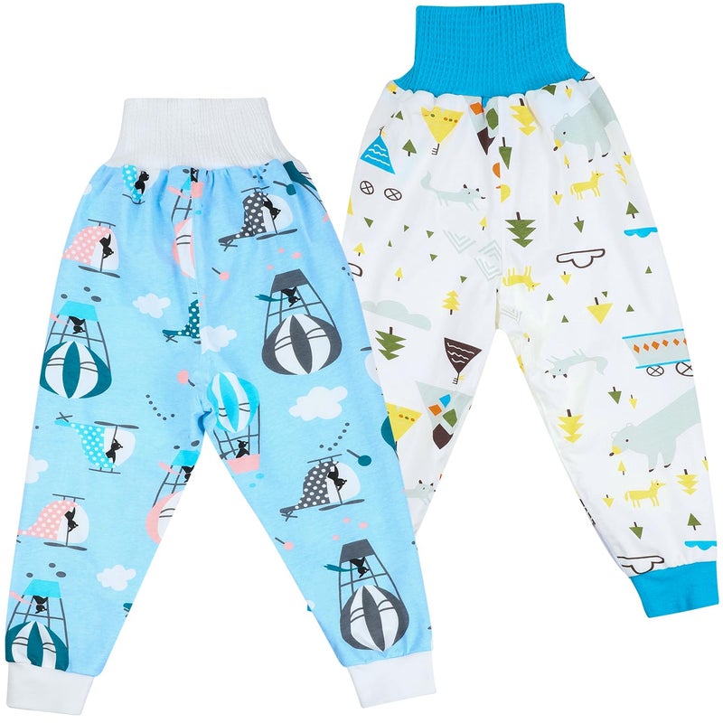 MooMoo Baby MooMoo Baby Waterproof Diaper Pants for Potty Training 2 Packs Nighttime Diaper Short for Boys
