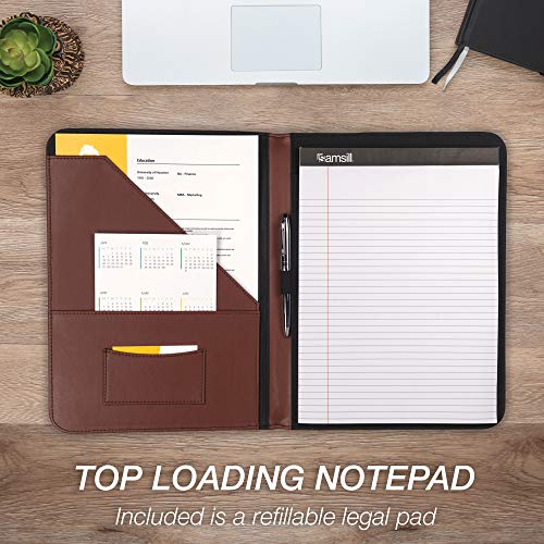 Samsill Contrast Stitch Leather Padfolio and Business Portfolio for Men and Women, Resume/Document Organizer with Writing Pad, Tan (71716) - Image 5
