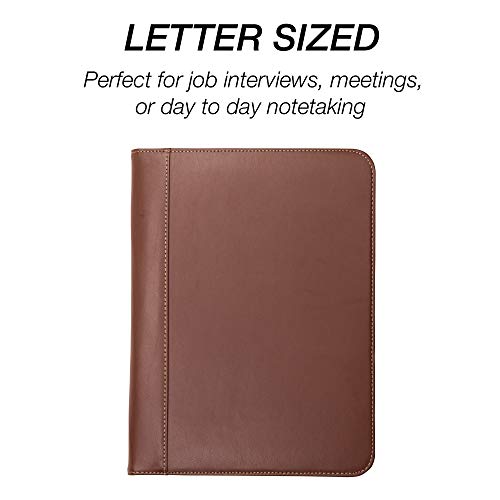 Samsill Contrast Stitch Leather Padfolio and Business Portfolio for Men and Women, Resume/Document Organizer with Writing Pad, Tan (71716) - Image 2