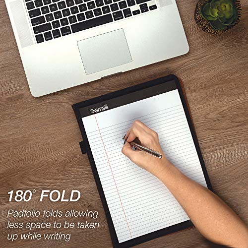 Samsill Contrast Stitch Leather Padfolio and Business Portfolio for Men and Women, Resume/Document Organizer with Writing Pad, Tan (71716) - Image 4