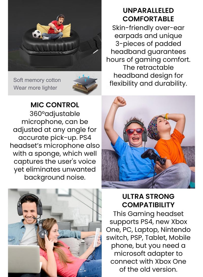 أونيكوما سماعة ألعاب كيه 8 آر جي بي 7.1 صوت محيطي إلغاء الضوضاء ميكروفون ، بيسي ، بلاي ستيشن 4-3 ، موبايل وإكس بوكس - Image 3