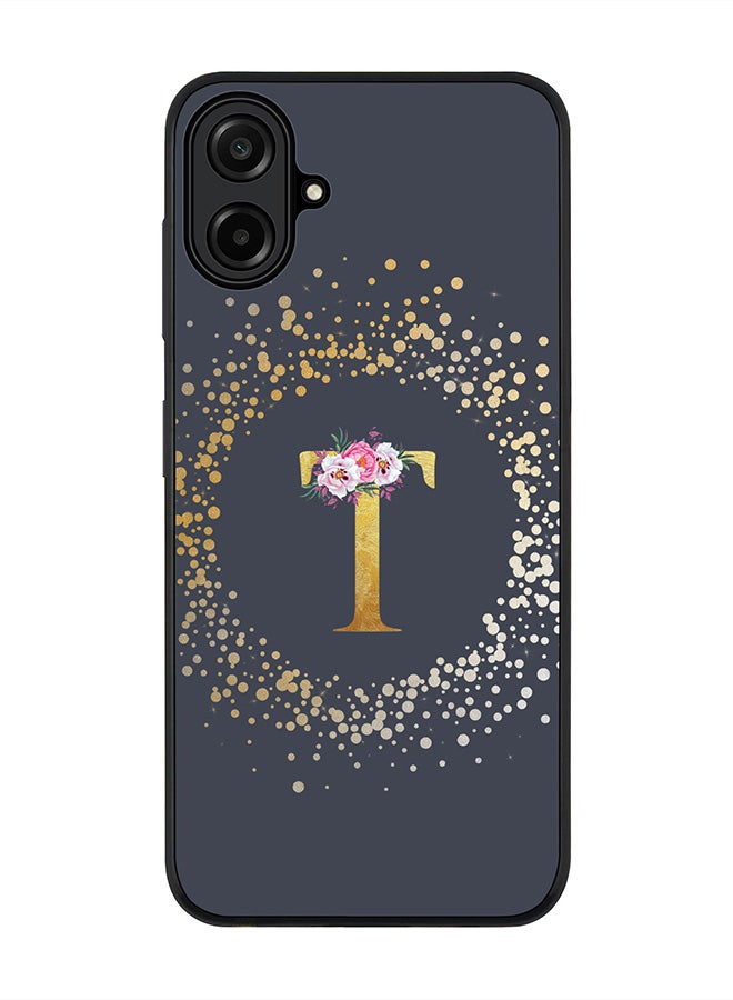 Stylizedd For Samsung Galaxy A07 4G Case,Slim fit Camera Protection, Shockproof Thin Phone cover  - Custom Monogram Floral - T  (Grey )