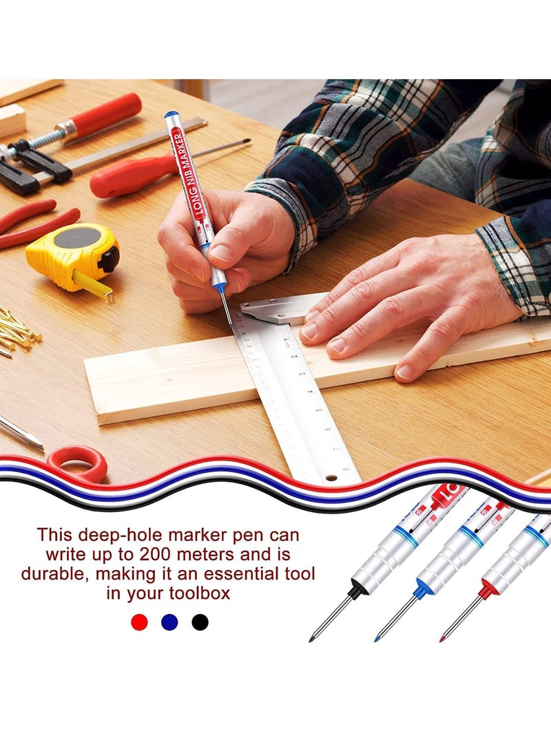 SYOSI Multi-purpose Deep Hole Marker Pens Long Nosed Marker Deep Drill Hole Long Nib Scriber Waterproof Mechanical Carpentry Colorful Marker Pen for Woodworking Hardware Decoration Construction (18) - Image 3