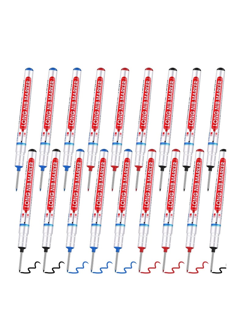 SYOSI Multi-purpose Deep Hole Marker Pens Long Nosed Marker Deep Drill Hole Long Nib Scriber Waterproof Mechanical Carpentry Colorful Marker Pen for Woodworking Hardware Decoration Construction (18) - Image 1