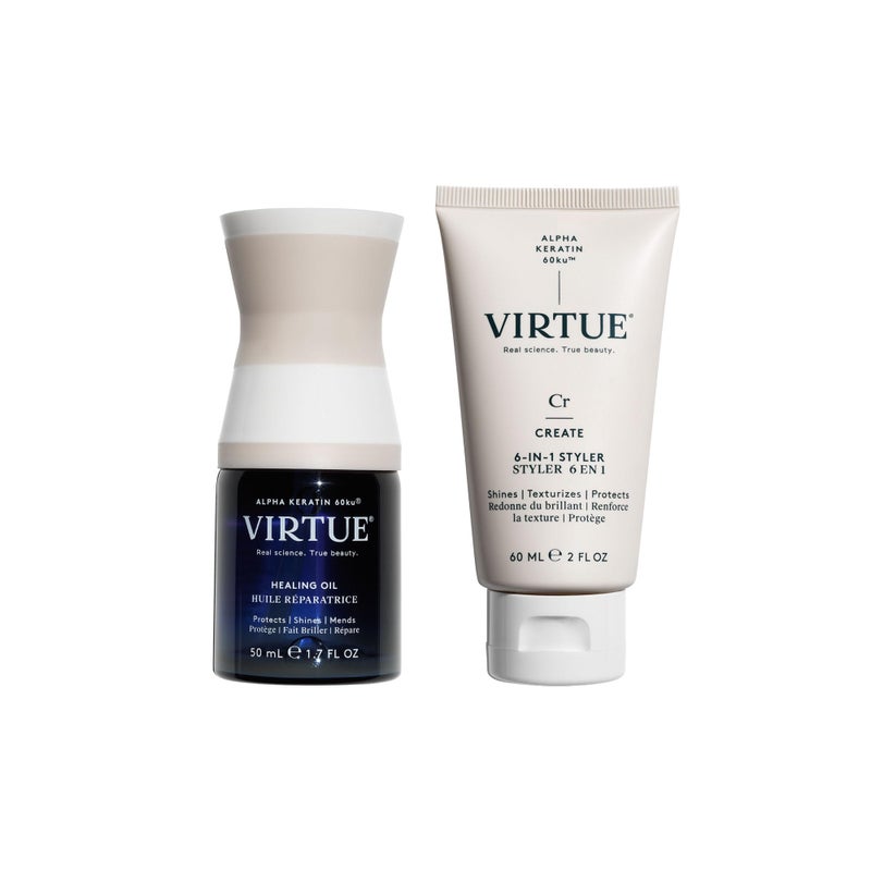 VIRTUE Healing Hair Oil 6in1 Styling Cream Bundle Repair Protect and Style for All Hair Types Amazon Exclusive Color Safe - Image 2