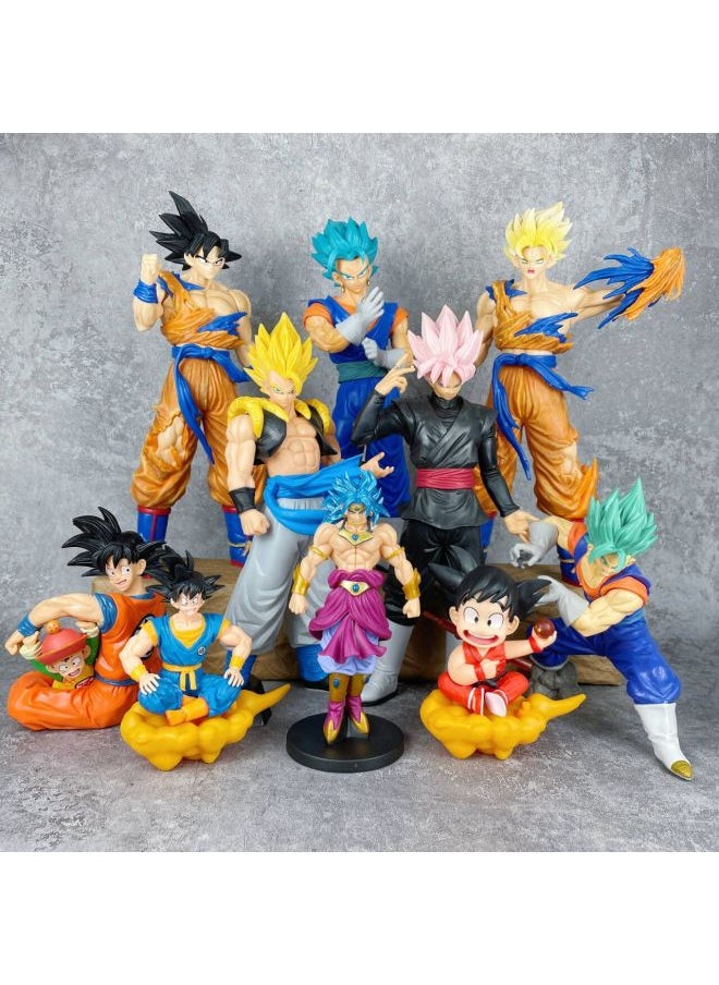 Generic - Dragon Ball Hand-run Animation Monkey King Beigit Saiyan Wu Gita Model Ornaments Tide Play Surrounding Batch-Color:Sitting Posture Somersault Cloud Wukong Orange Coat ] - Image 1