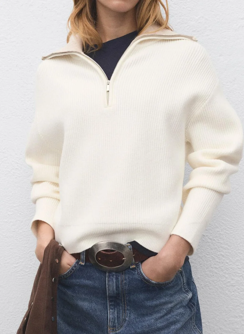 MANGO Sweater with contrasting zip collar