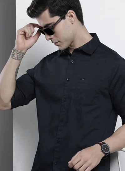 The Indian Garage Co Men Slim Fit Solid Full Sleeves Spread Collar Casual Shirt