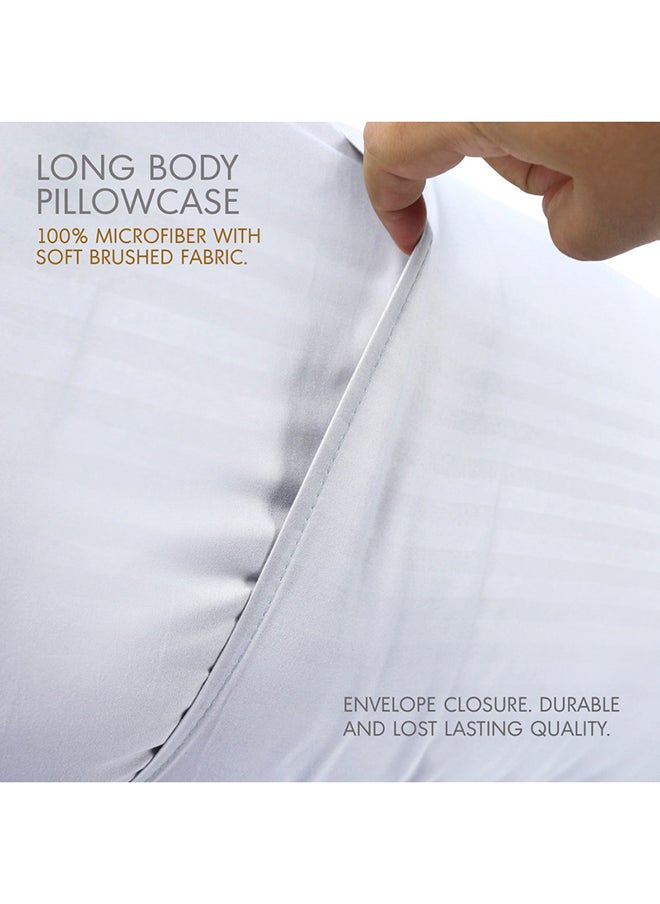 Hotel Linen Klub Hotel Linen Klub Long Body 1Pc Stripe Pillowcase - 100% Microfiber  with envelope closure, Soft and Durable Quality, Size : 45 x 125cm , Light Grey  - Image 2