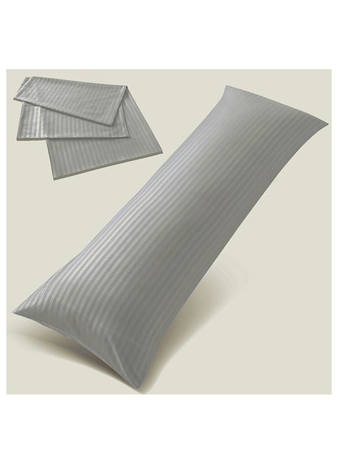 Hotel Linen Klub Long Body 1Pc Stripe Pillowcase - 100% Microfiber  with envelope closure, Soft and Durable Quality, Size : 45 x 125cm , Light Grey