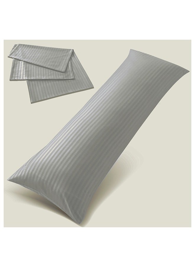 Hotel Linen Klub Hotel Linen Klub Long Body 1Pc Stripe Pillowcase - 100% Microfiber  with envelope closure, Soft and Durable Quality, Size : 45 x 125cm , Light Grey  - Image 1