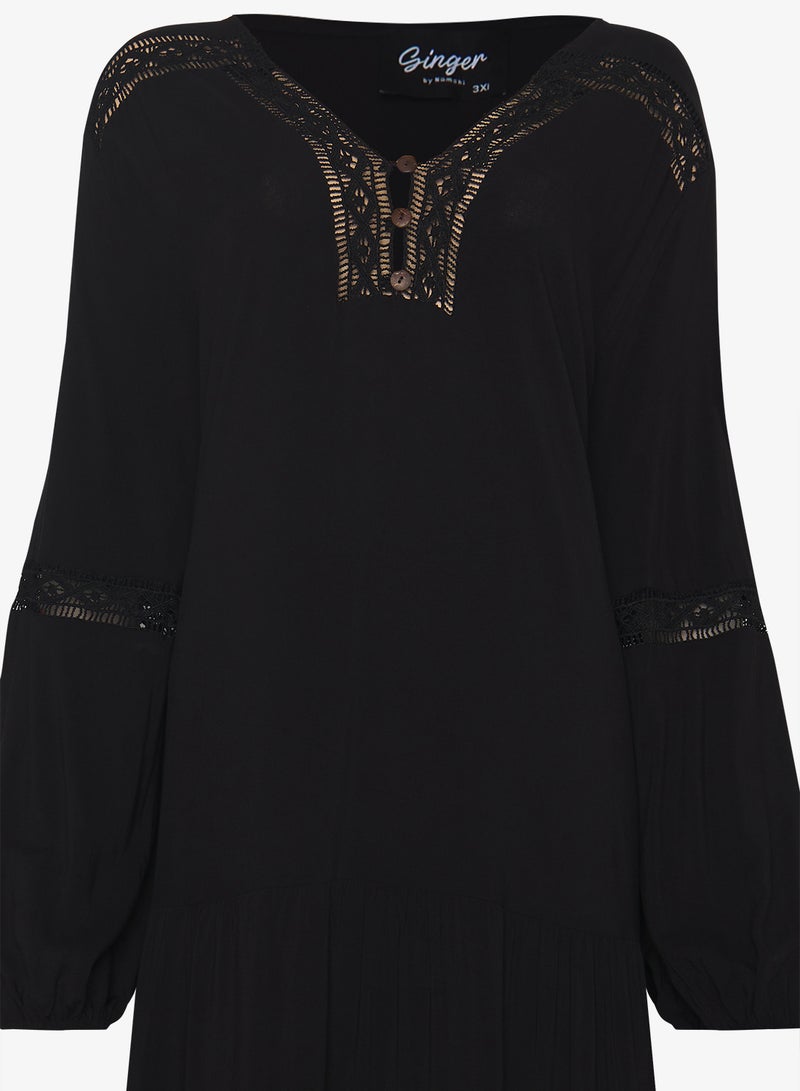 Ginger Plus V Neck Boho A Line Dress - Image 3