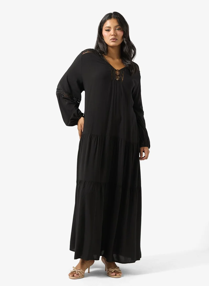 V Neck Boho A Line Dress