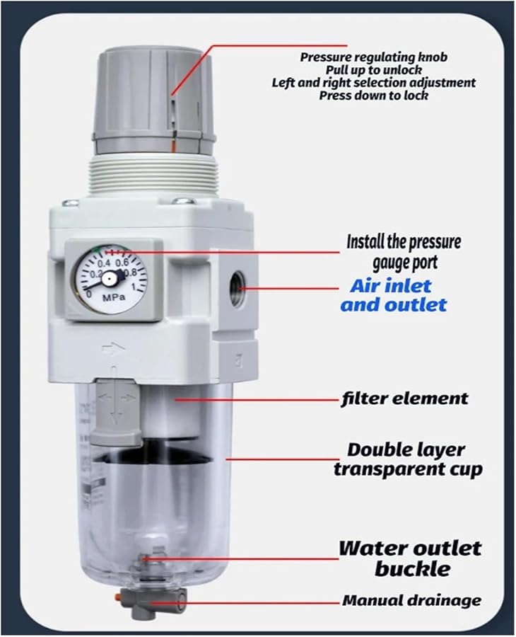 AW10 M5BCG A Air Source Oil Water Separator Filter With Pressure Regulating And Reducing Valve - Image 5