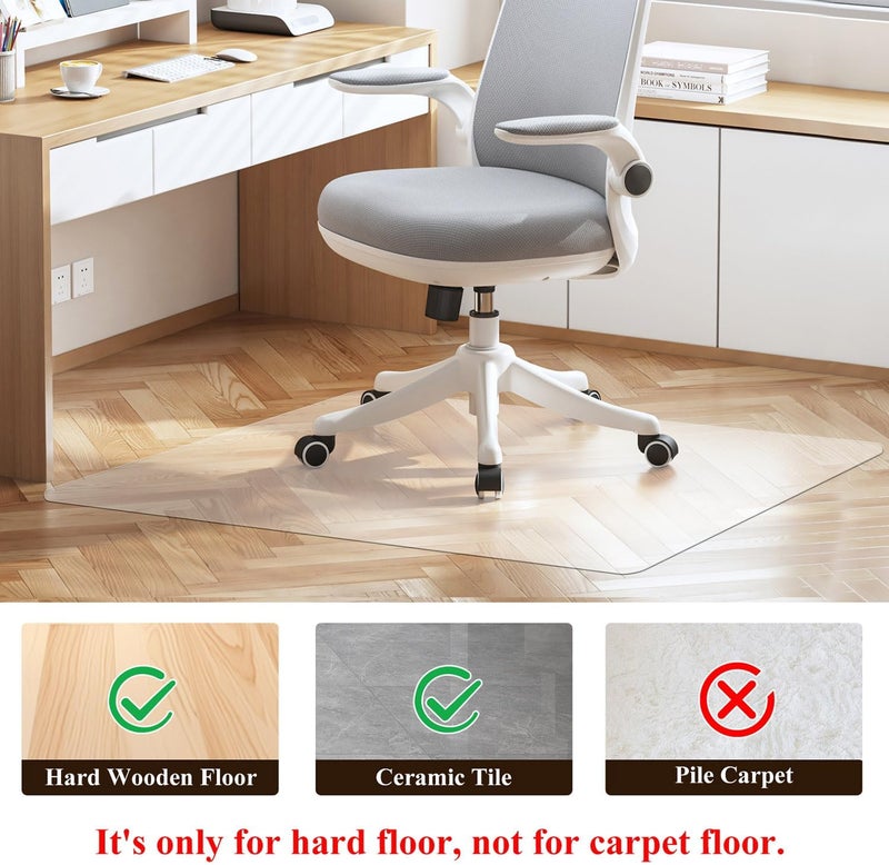 SHAREWIN Office Chair Mat for Hardwood Floor, 48"×36" Transparent Home Floor Protector Mat for Rolling Chairs, Anti-Slip Plastic Under Desk Computer Mats Easy Glide on Hard Floors, Rectangle - Image 2