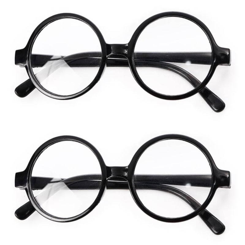 VIGUEUR 2PCS Round Wizard Glasses Wizard Costume Plastic Glasses For Dress Up