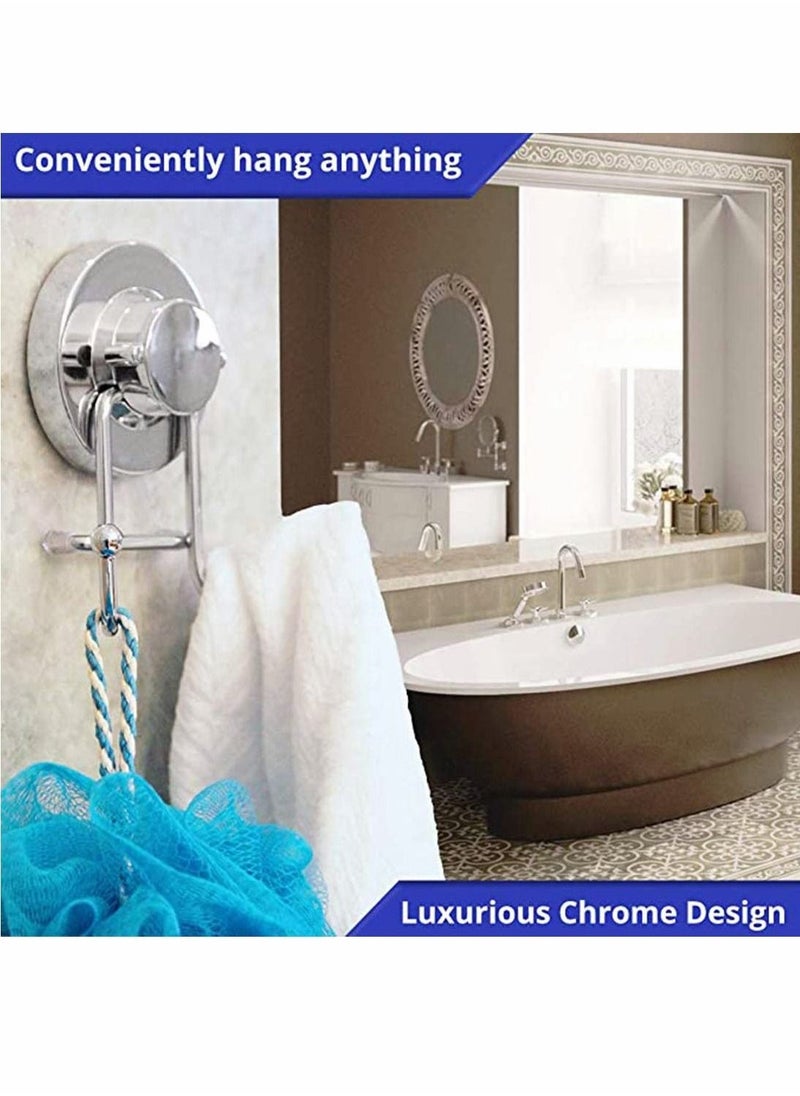 2 Double Hook Wall Hooks Stainless Steel Suction Cup Hooks Bath Towel Heavy Duty Hook Suction Cup Rust Proof Wall Hooks Kitchen and Bathroom Vacuum Suction Hook Suction Hanger  - Image 3