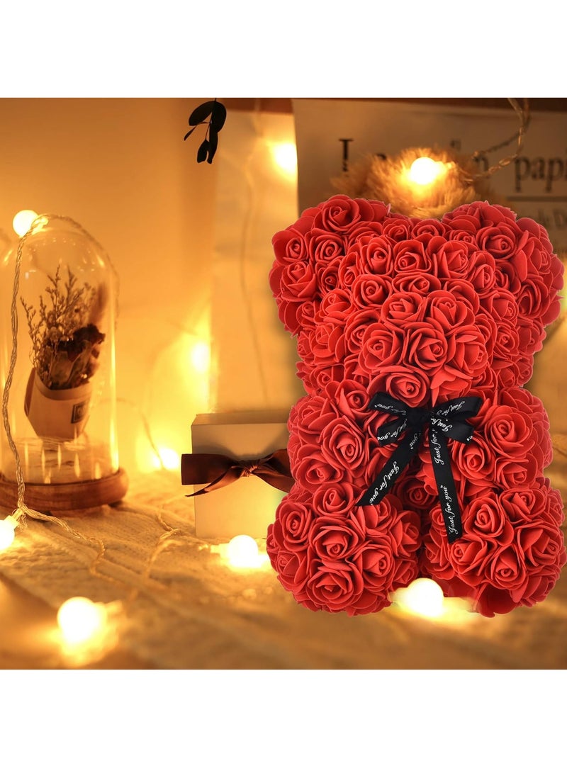 Rose Bear Hand Made Rose Teddy Bear Flowers Rose Teddy Flowers Bear Gifts For Friend Including Transparent Gift Box - Image 3