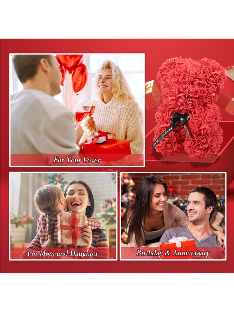 Rose Bear Hand Made Rose Teddy Bear Flowers Rose Teddy Flowers Bear Gifts For Friend Including Transparent Gift Box - Image 4