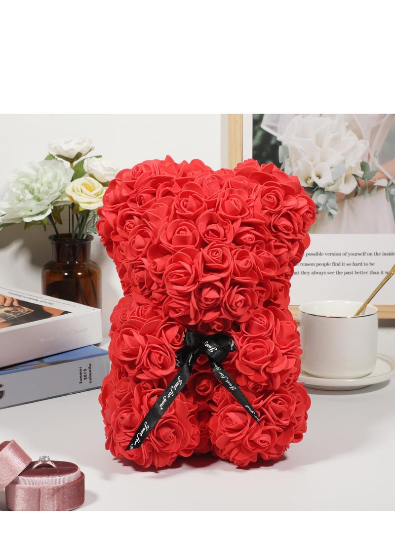 Rose Bear Hand Made Rose Teddy Bear Flowers Rose Teddy Flowers Bear Gifts For Friend Including Transparent Gift Box - Image 2