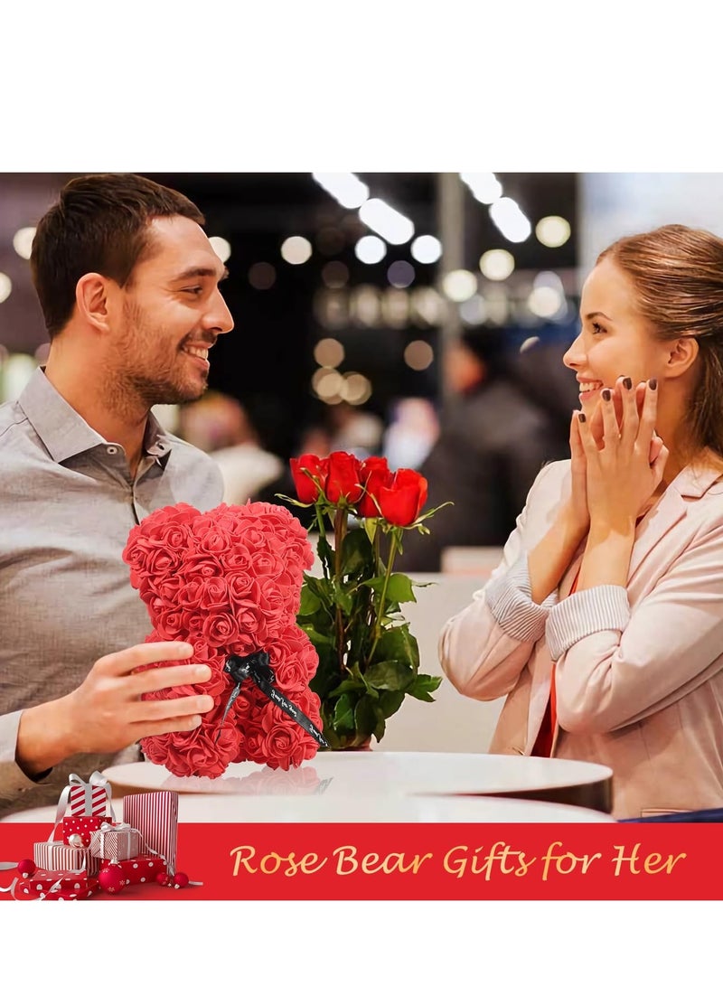 Rose Bear Hand Made Rose Teddy Bear Flowers Rose Teddy Flowers Bear Gifts For Friend Including Transparent Gift Box - Image 5