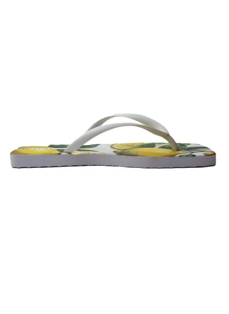 Voices Slim Sicília Women'S Flip Flops With Square Shape Printed Sole - White