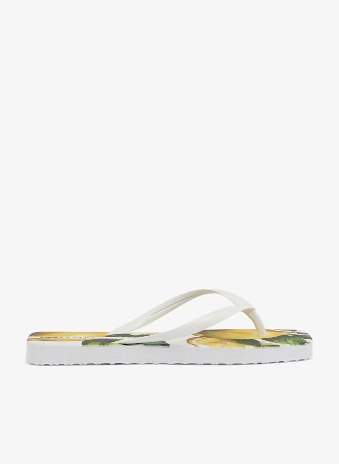 Voices Slim Sicília Women'S Flip Flops With Square Shape Printed Sole - White - Image 1