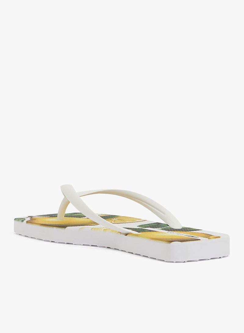 Voices Slim Sicília Women'S Flip Flops With Square Shape Printed Sole - White - Image 2