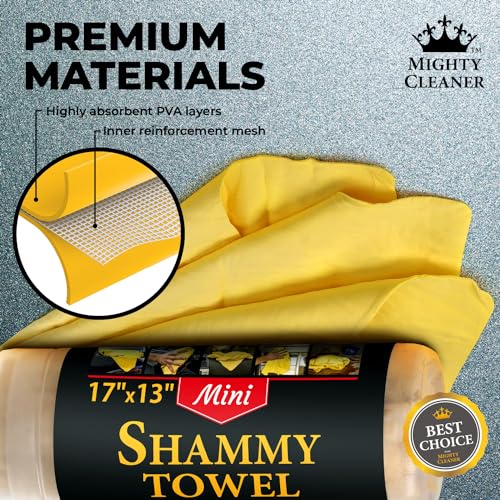 Mighty Cleaner Premium 2pk Mini +1 Free Shammy Cloth for Car Drying - 17”x13” - Super Absorbent Chamois Towel for Car - Scratch-Free, Reusable & Soft - Image 4