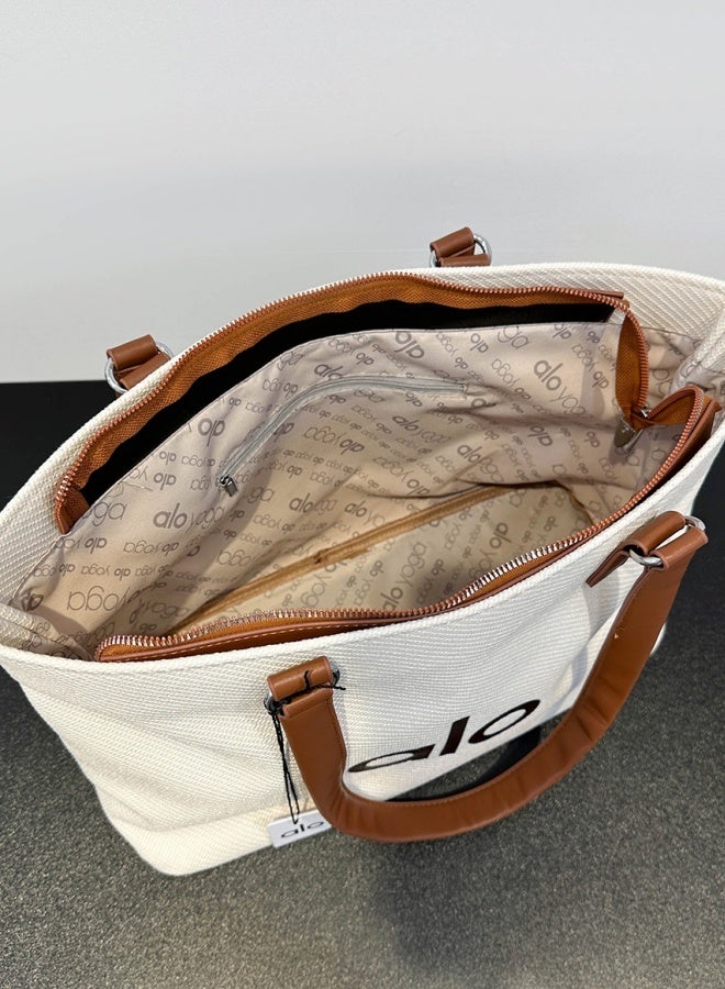 Alo Yoga ALO YOGA Simple Large Capacity Tote Bag Shopping Bag Yoga Single Shoulder Canvas Bag Women's Sports and Leisure Trendy Fitness Bag  - Image 3