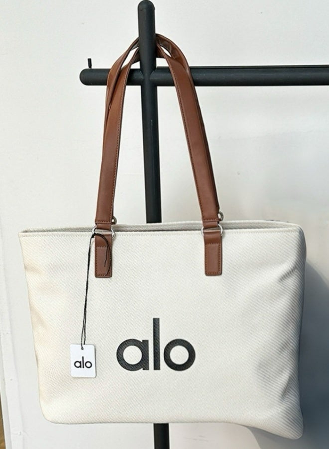 Alo Yoga ALO YOGA Simple Large Capacity Tote Bag Shopping Bag Yoga Single Shoulder Canvas Bag Women's Sports and Leisure Trendy Fitness Bag  - Image 1