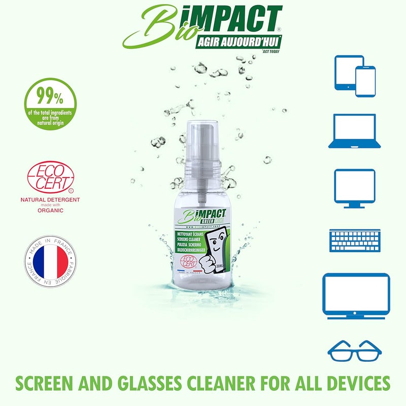BioImpact Smartphone and glasses screen cleaner - 30ml - Natural - ecologically certified by ECOCERT - Image 2