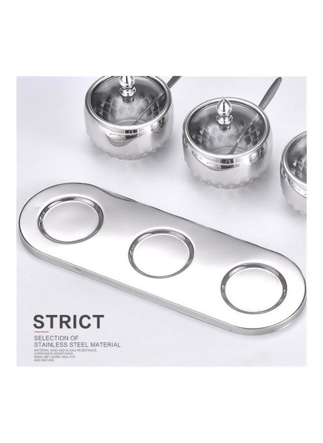 Generic - 3pcs Spice Jar Set Stainless Steel Seasoning Jar with Glass Lid and Spoon Set Condiment Jars Salt Container Seasoning Box with Cover and Spoon Sugar Bowl for Kitchen, Counter, Food Storage - Image 1
