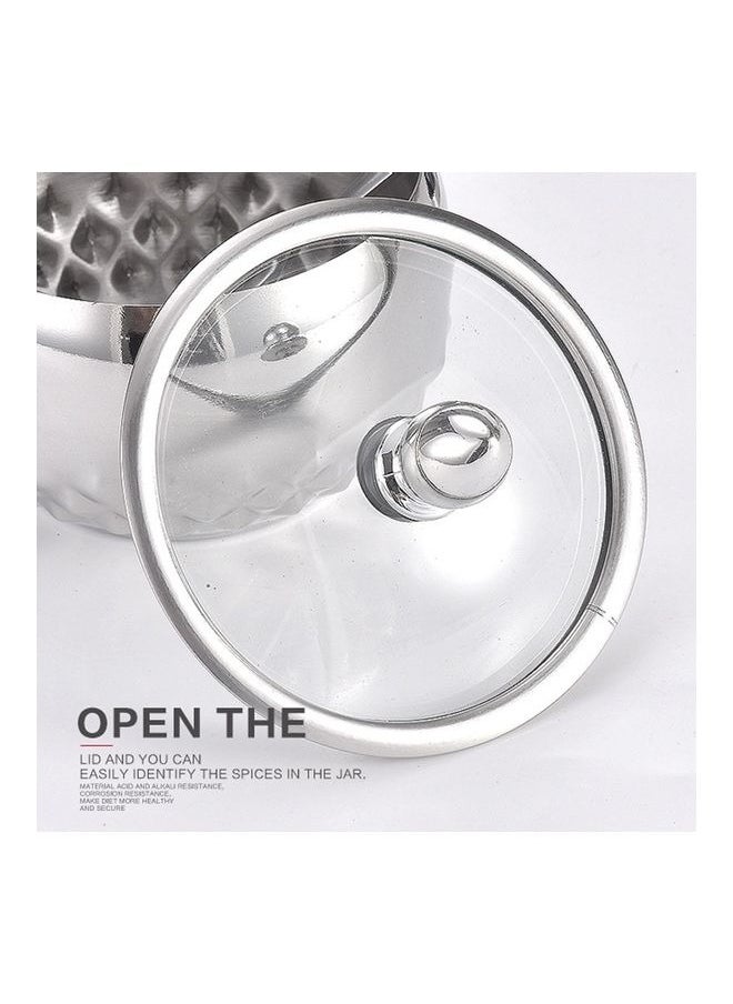 Generic - 3pcs Spice Jar Set Stainless Steel Seasoning Jar with Glass Lid and Spoon Set Condiment Jars Salt Container Seasoning Box with Cover and Spoon Sugar Bowl for Kitchen, Counter, Food Storage - Image 1