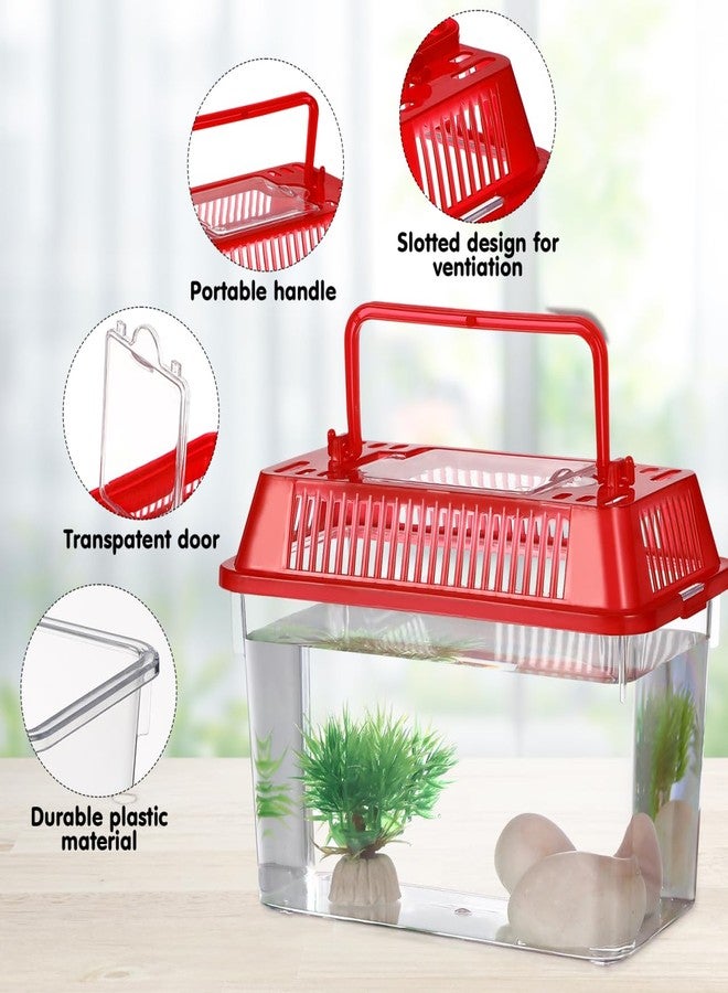 PRETYZOOM 5pcs Small Fish Carrier with Breathable Lids, Portable Betta Fish Tank, Clear Breeding Boxes for Lizard, Turtle, Tarantula（Assorted Color） - Image 2