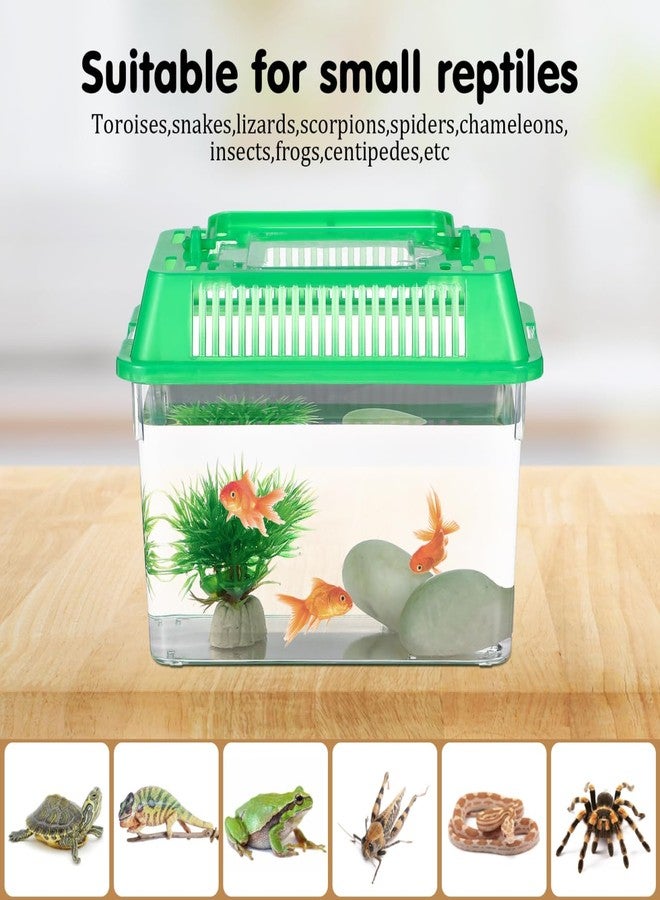 PRETYZOOM 5pcs Small Fish Carrier with Breathable Lids, Portable Betta Fish Tank, Clear Breeding Boxes for Lizard, Turtle, Tarantula（Assorted Color） - Image 3