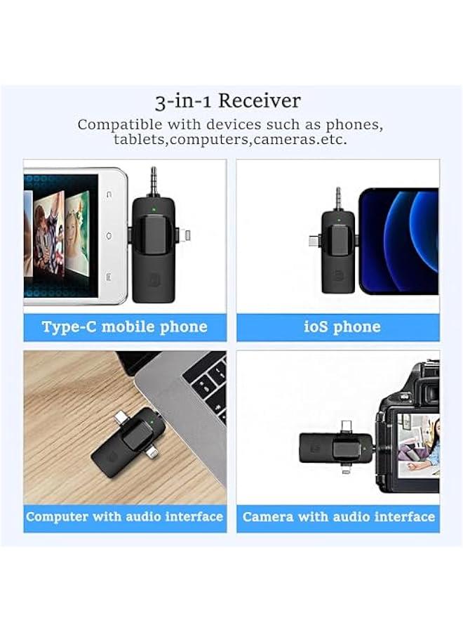 general Mini Microphone,Wireless Lavalier Lapel Microphone for iphone Android Camera Plug-Play，Professional Noise Reduction Recording Clip Mic for Creator Interview YouTube Interview TikTok Vlog - Image 3