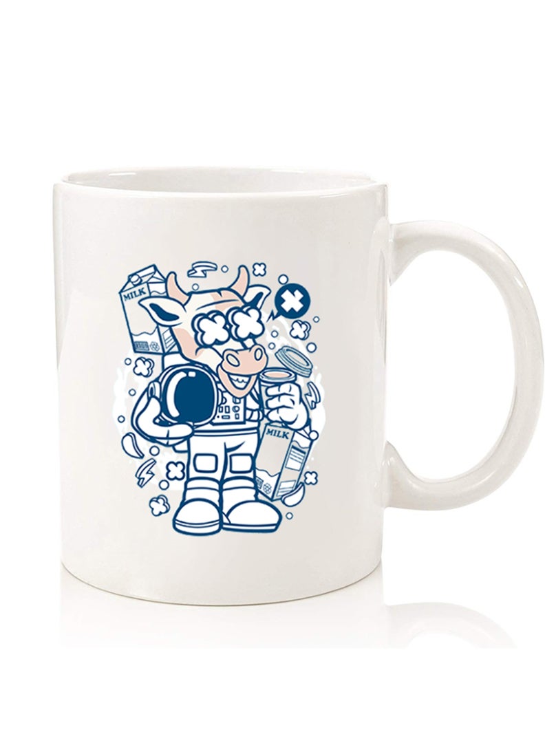 Theodor Premium Quality Two Sided Printed Coffee Mug Tea Cup For Home Office, Kids Men Women Cow astronaut - Image 1