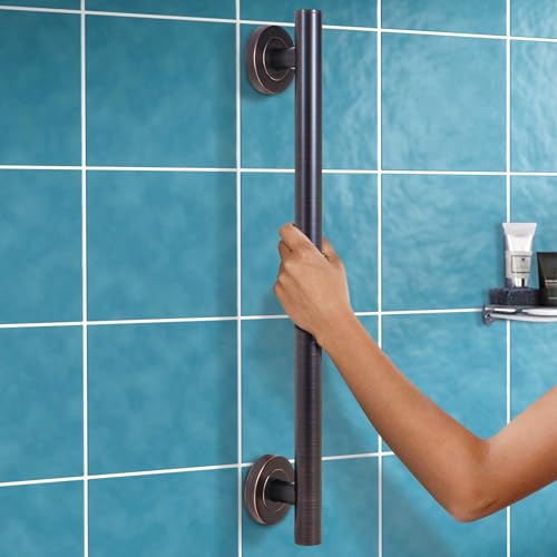 Lava Odoro Shower Grab Bar Modern Stainless Steel Handicap Grab Bar for Bathtubs and Showers Shower Safety Bar for Seniors Disabled ADACompliant Oil Rubbed Bronze 18 Inch - Image 3
