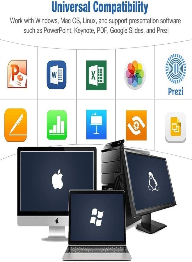 ETZIN جهاز تحكم عن بعد لاسلكي للعرض التقديمي من إيتزين، PP-03، جهاز عرض تقديمي لاسلكي USB بتردد 2.4 جيجاهرتز، قلم ليزر أحمر، مؤشر PPT، جهاز نقر للعرض التقديمي - Image 4