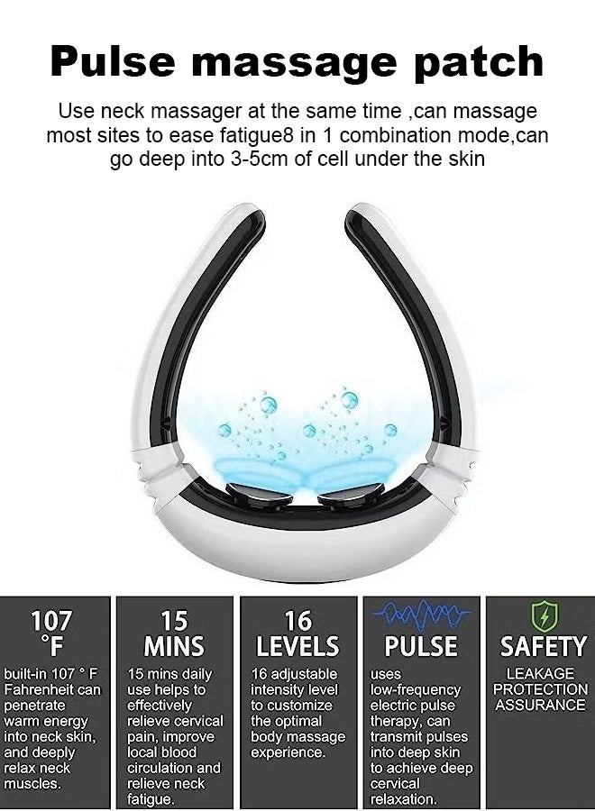 مدلك للكتف والرقبة مع وسادتي تدليك جهاز تدليك للرقبة مرخي للعضلات، مدلك كهربائي للرقبة، وسادة عجن ثلاثية الأبعاد محمولة لتخفيف آلام العضلات، للاستخدام المنزلي والمكتبي، هدايا عيد الأم - Image 2